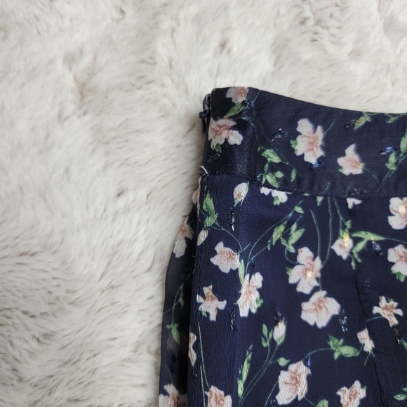 Foxiedox Carolina Navy Blue Ditsy Flower Print Wide Leg Pants NWT Size 4 - Picture 5 of 13